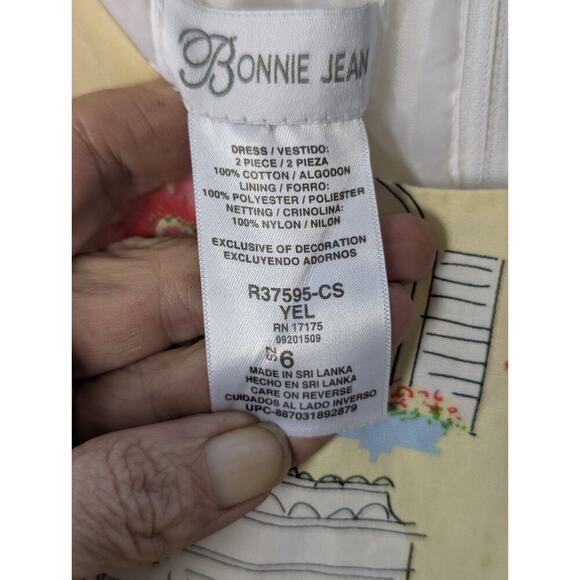 Bonnie Jean Girls Size 6 Yellow PARIS Shopping PRINT Poodle Smocked Dress - Picture 4 of 7